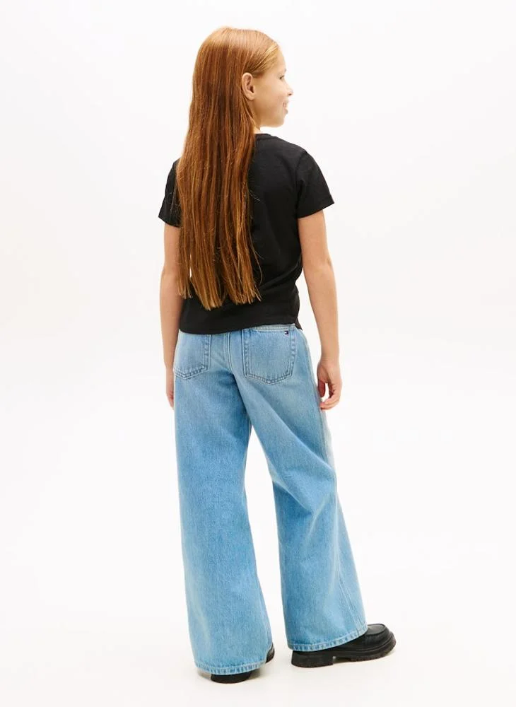 تومي هيلفيغر تيشيرت أطفال برقبة دائرية ورقائق معدنية